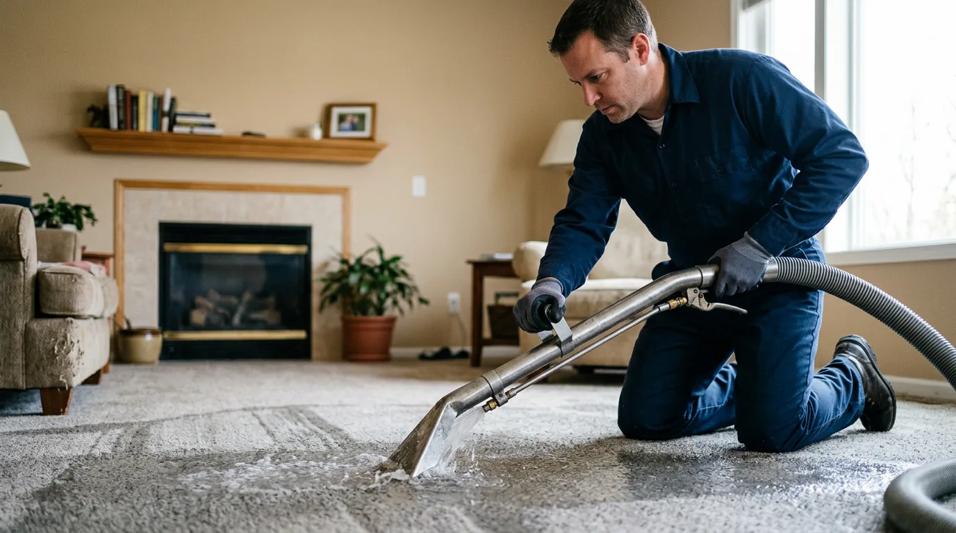 Water damage restoration technician working near Adah, PA